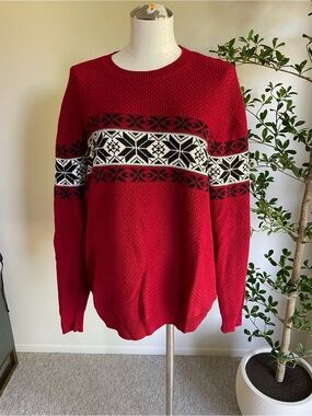 John Bartlett Consensus Red Textured Knit Sweater